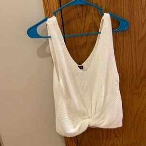 White Knit tie up tank top